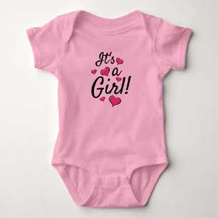 It's  a Girl! Baby Gender Reveal with Pink Hearts Bodysuit