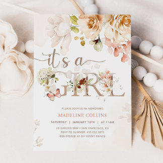 It's A Girl, Baby In Bloom, Garden Baby Shower Invitation
