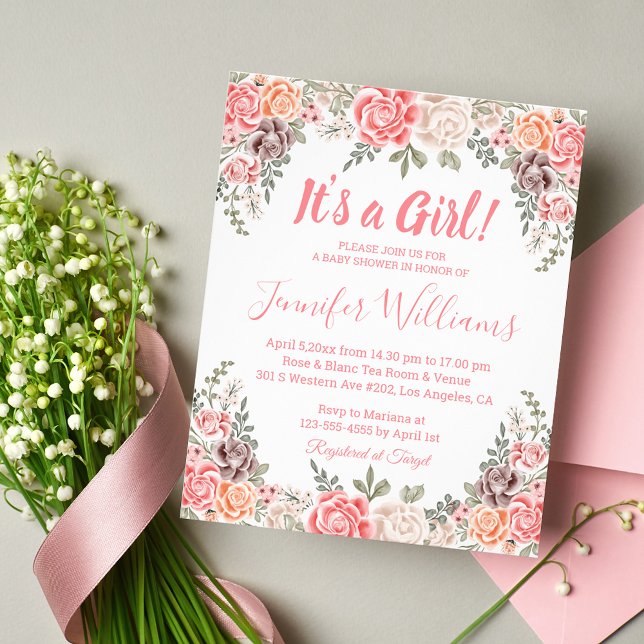 its a girl baby shower  boho flowers invitation flyer (Creator Uploaded)