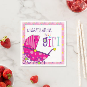 It's a Girl Baby Shower Cocktail Napkin