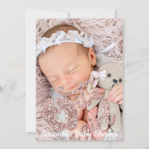 It's A Girl Baby Shower Custom Photo Rose Spark Invitation