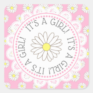 ITS A GIRL BABY SHOWER  Daisy Themed Stickers