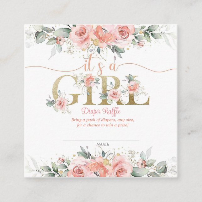 its a girl  baby shower Enclosure Card (Front)