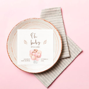 Its a Girl Baby Shower Flying Balloon Napkin