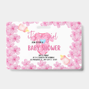 its a girl baby shower ID badge
