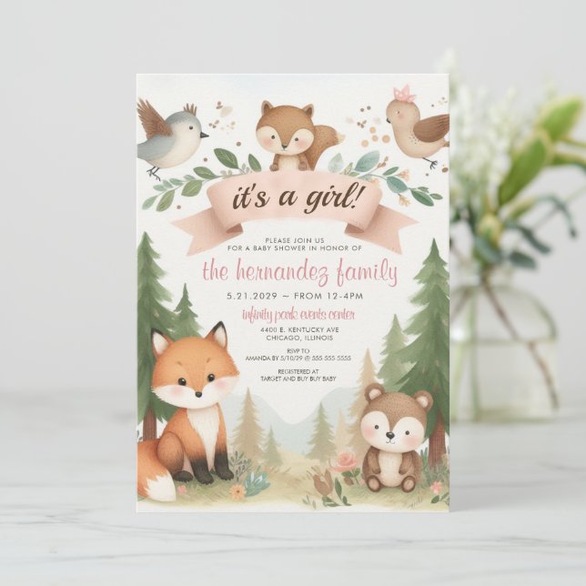 It's a Girl Baby Shower Invitation (Standing Front)