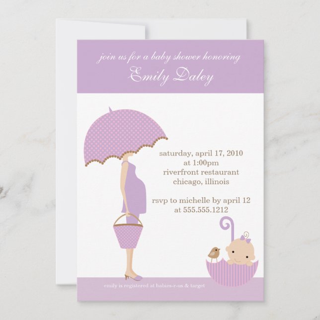{it's a girl!} baby shower invitation [lavender] (Front)