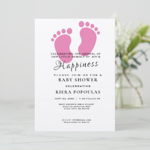 It's A Girl Baby Shower Invite - Pink Footsteps