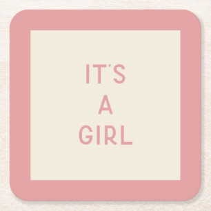 It's A Girl Baby Shower Paper Coaster