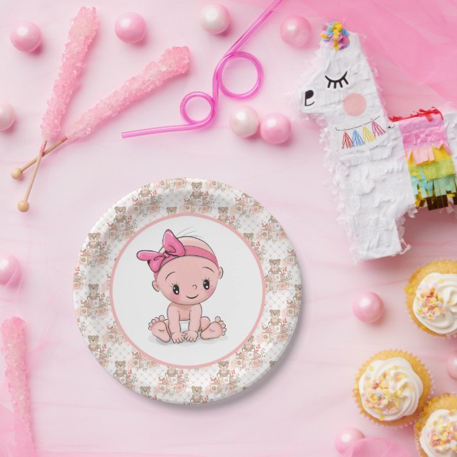 It's A Girl Baby Shower Paper Plates (Party)