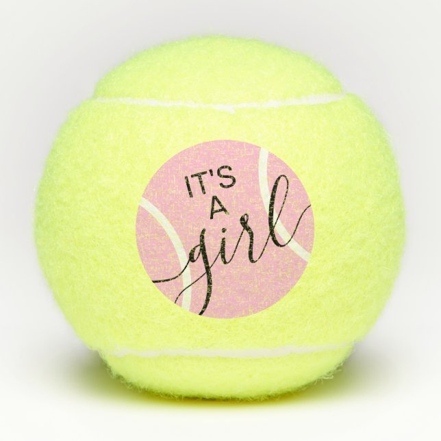 Its A Girl Baby Shower Pink Gender Reveal Tennis Balls (Front)