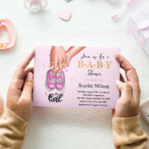 It's a Girl Baby Shower Pink Girl Shoes Invitation