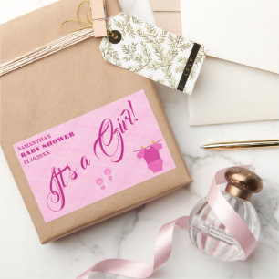 It's a Girl! Baby Shower Pink Modern. Napkins Rectangular Sticker