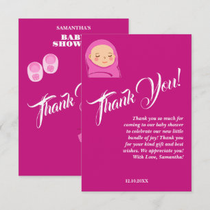 It's a Girl! Baby Shower Pink Modern. Thank You Card