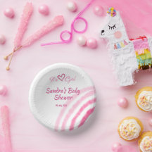 ITS  A GIRL BABY SHOWER PINK RAINBOW PASTEL RETRO