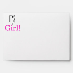 It's a Girl! Baby Shower Return Address Printed Envelope