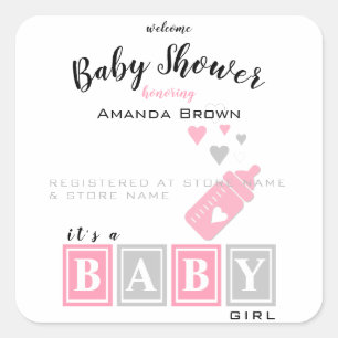 It's a Girl Baby Shower Square Sticker