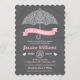 It's a Girl Baby Shower Umbrella Chalkboard Invite