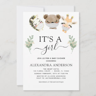 It's a Girl Baby Shower Woodland Eucalyptus Invitation