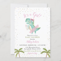 It's a Girl Ballerina Dinosaur Baby Shower