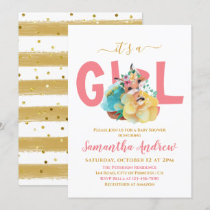 It's a Girl Beautiful Fox Illustration Baby Shower Invitation
