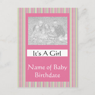 It's A Girl Birth Announcment Card Template
