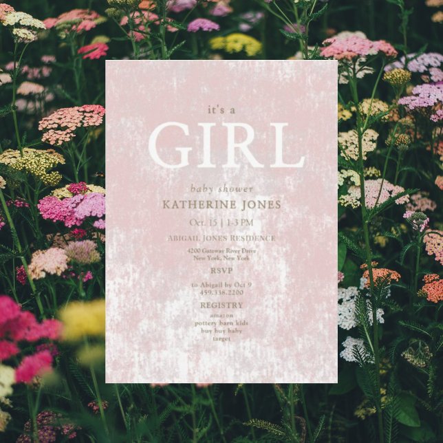 It's a Girl Blush Art Deco Baby Shower Invitation (Creator Uploaded)