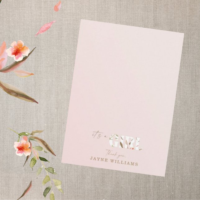 It's a Girl Blush Baby Shower Thank You Invitation (Creator Uploaded)