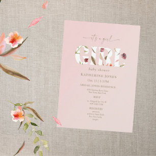 It's a Girl Blush Fall Baby Shower II Invitation