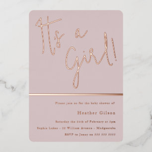 Its a Girl! Blush Modern Baby Shower Rose Gold