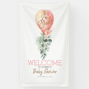 It's a Girl Blush Pink Balloon Baby Shower Welcome Banner