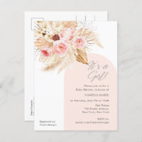 Its a girl boho pampas modern arch floral shower