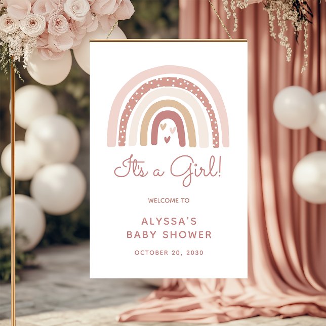 It's A Girl Boho Rainbow Baby Shower Welcome Poster (Creator Uploaded)
