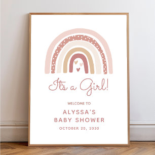 It's A Girl Boho Rainbow Baby Shower Welcome Sign
