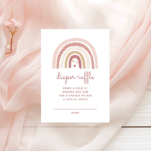 It's A Girl Boho Rainbow Diaper Raffle Enclosure Card