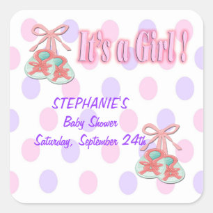 It's a Girl - Booties Baby Shower Favour stickers