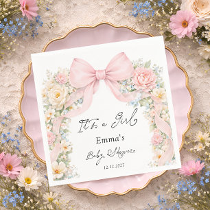 It's a Girl Bow Coquette Bow Baby Shower Napkin