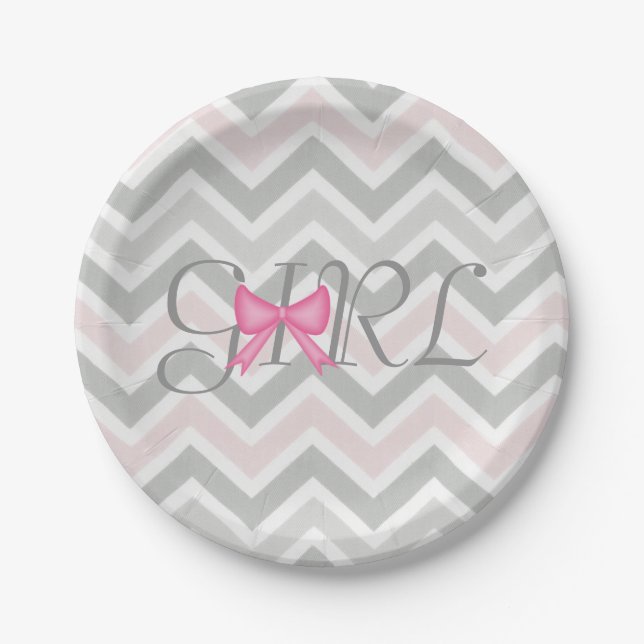 It's a Girl Bow Themed Baby Shower Paper Plates (Front)