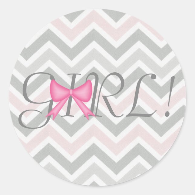 It's a Girl! Bow Themed Sticker (Front)