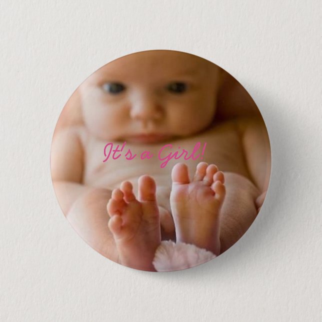 It's a Girl Button with cute baby (Front)