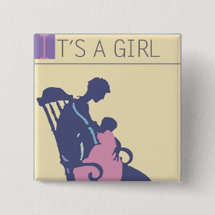 <It's a Girl> by Steve Collier 15 Cm Square Badge