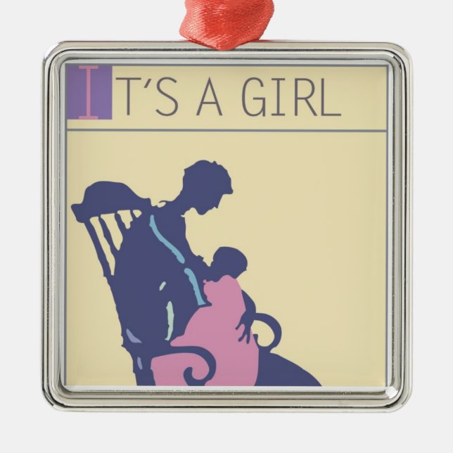 <It's a Girl> by Steve Collier Metal Tree Decoration (Front)