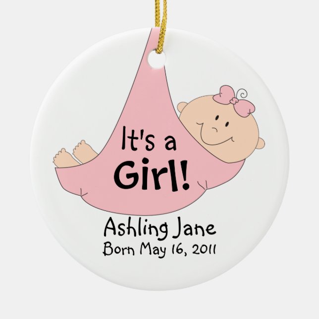 It's a Girl! Ceramic Tree Decoration (Front)