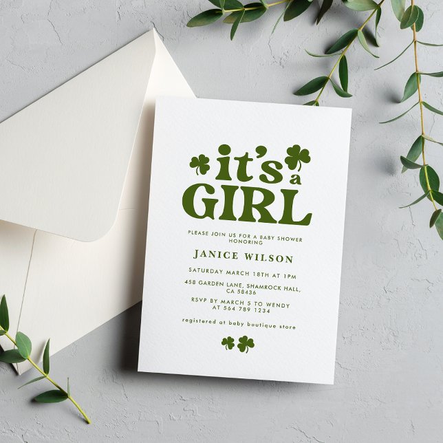 Its a Girl Charm St. Patrick's Day Baby Shower Invitation (Creator Uploaded)