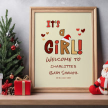 It's a Girl! Christmas Baby Shower Welcome Sign