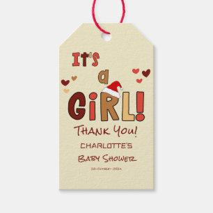 It's a Girl! Christmas Santa Hat Baby Shower Gift Tags