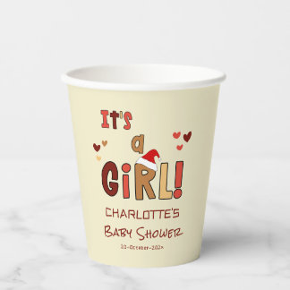 It's a Girl! Christmas Santa Hat Baby Shower Paper Cups