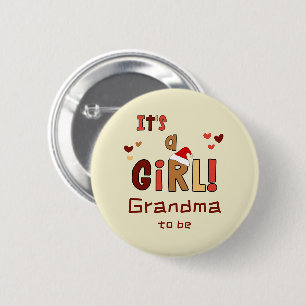 It's a Girl! Christmas Santa Hat Grandma-to-be 6 Cm Round Badge