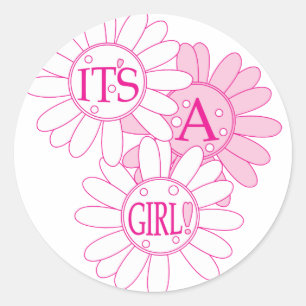Its A Girl Classic Round Sticker