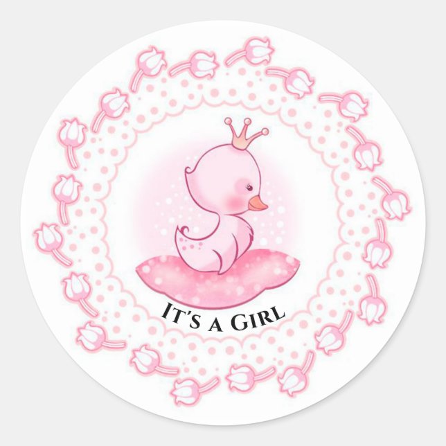 It's A Girl Classic Round Sticker (Front)